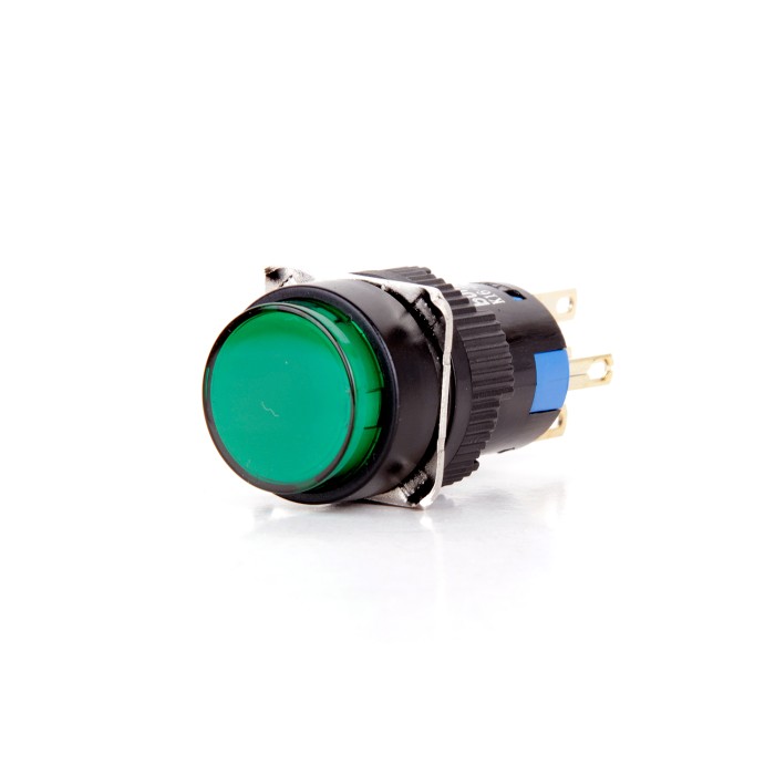 K16-271GD Ø16MM 6-24V AC/DC IP65 YEŞİL IŞIKLI YAYLI BUTON BUTTO
