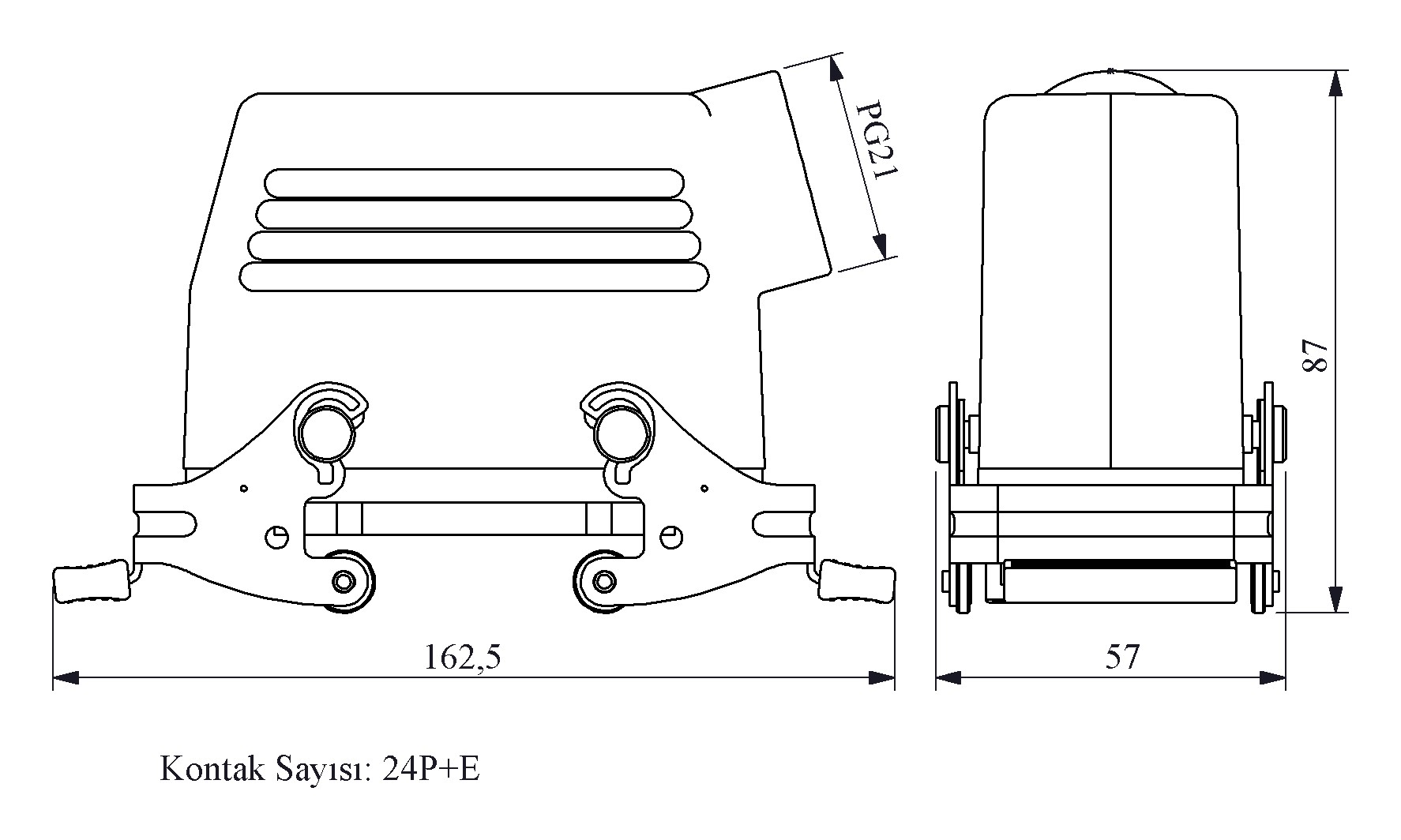 EBM24PU17 24 KONTAK 16A METAL YAN GİRİŞLİ UZATMA PRİZİ EMAS