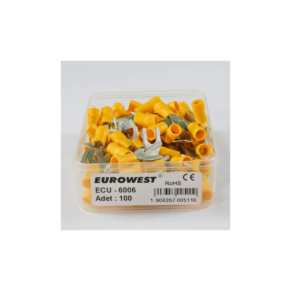 ECU-6002 1,50-2,50MM M6 ÇATAL TİP İZOLELİ PAPUÇ