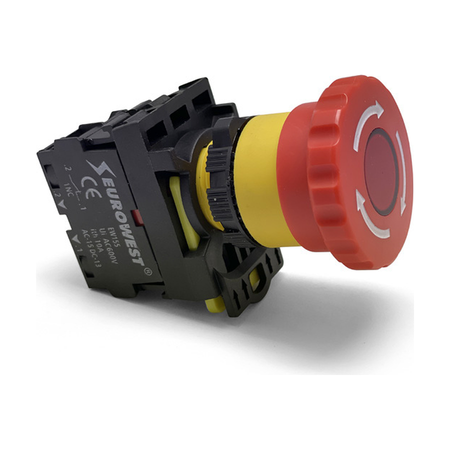 EW-55-01ZS 1NC Ø40MM KIRMIZI KALICI ACİL STOP BUTONU EUROWEST